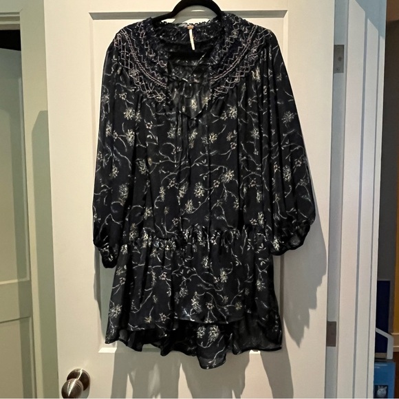 free people keeping up with kara *BLUE** boho flowy oversized dress tunic - Picture 5 of 10